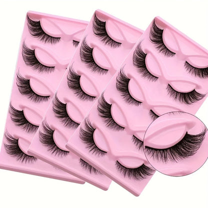Cat-Eye False Eyelashes Bulk Bundle with Six Packs of 30 Pairs in Stacked Pink Storage Trays
