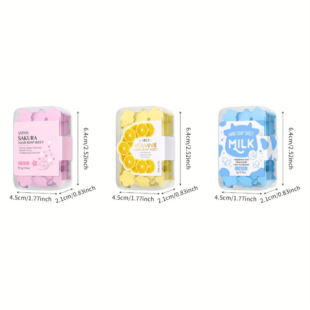 15-Box Travel Soap Paper Sheet Set in Milk, Vitamin C and Sakura-Labeled Scented Formats for Daily Carry