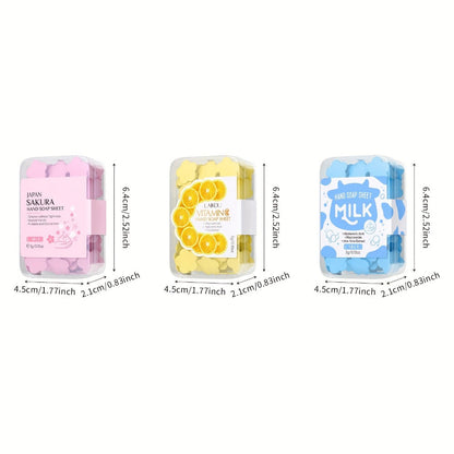 15-Box Travel Soap Paper Sheet Set in Milk, Vitamin C and Sakura-Labeled Scented Formats for Daily Carry