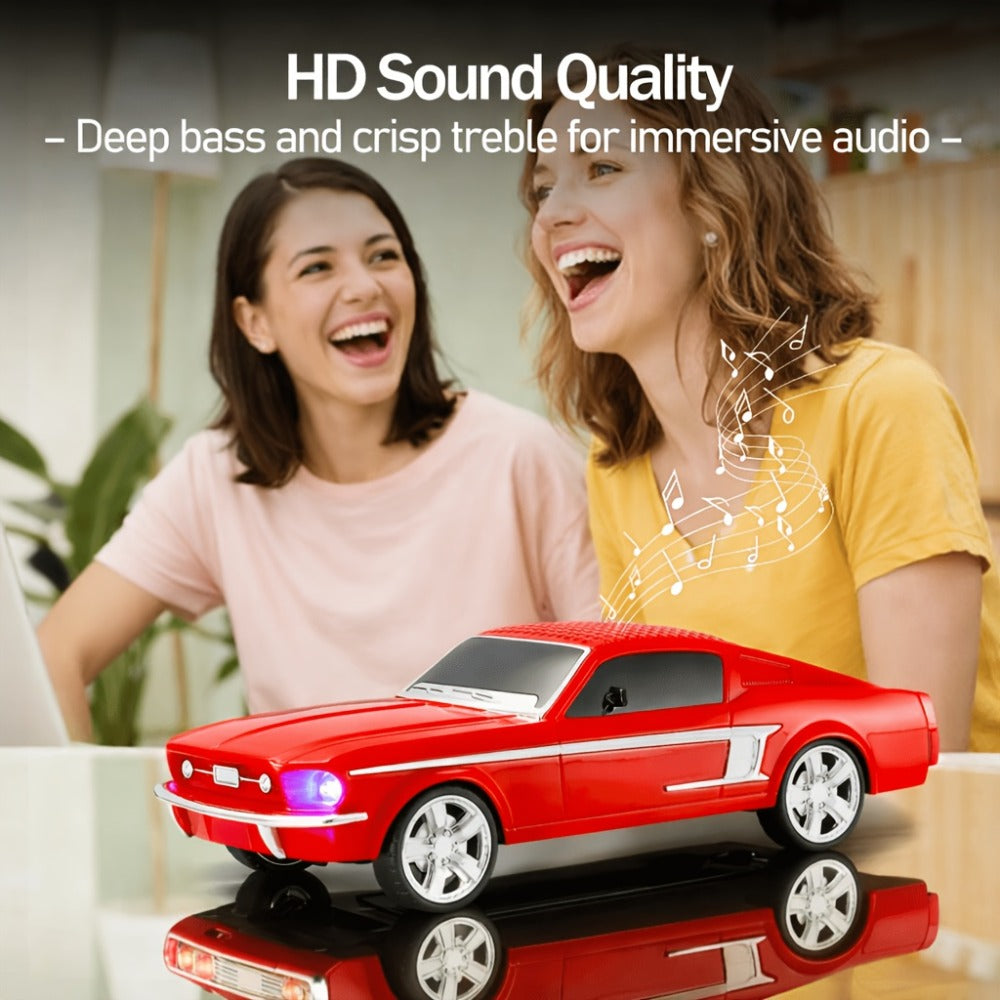 Retro Classic Car Model Bluetooth Speaker with Deep Bass, Colorful LED Lights, FM Radio, USB TF AUX Inputs, Built-In Mic, USB-C Rechargeable – Vintage Novelty Wireless Speaker for Home Decor, Office, Party & Gifts