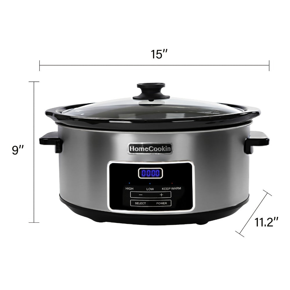Digital Slow Cooker 6 & 7 Quart Programmable with Non-stick Ceramic Bowl, Countdown Timer & Keep