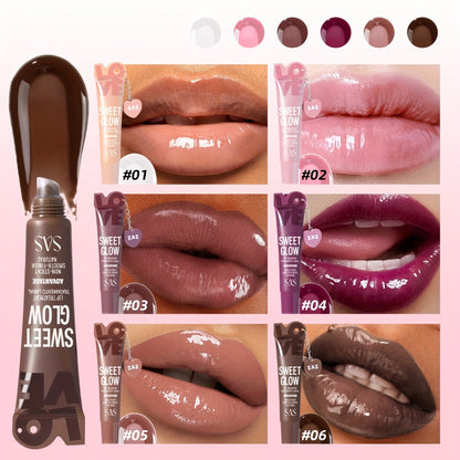 SAS Heart-Pendant Lip Gloss with 15ml Net Content, Squeeze-Tube Format and Six Numbered Shades