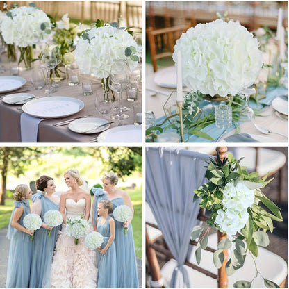 Artificial Flowers 72-Piece Silk Hydrangea Set with Flexible Stems in Blue Purple Pink or Champagne