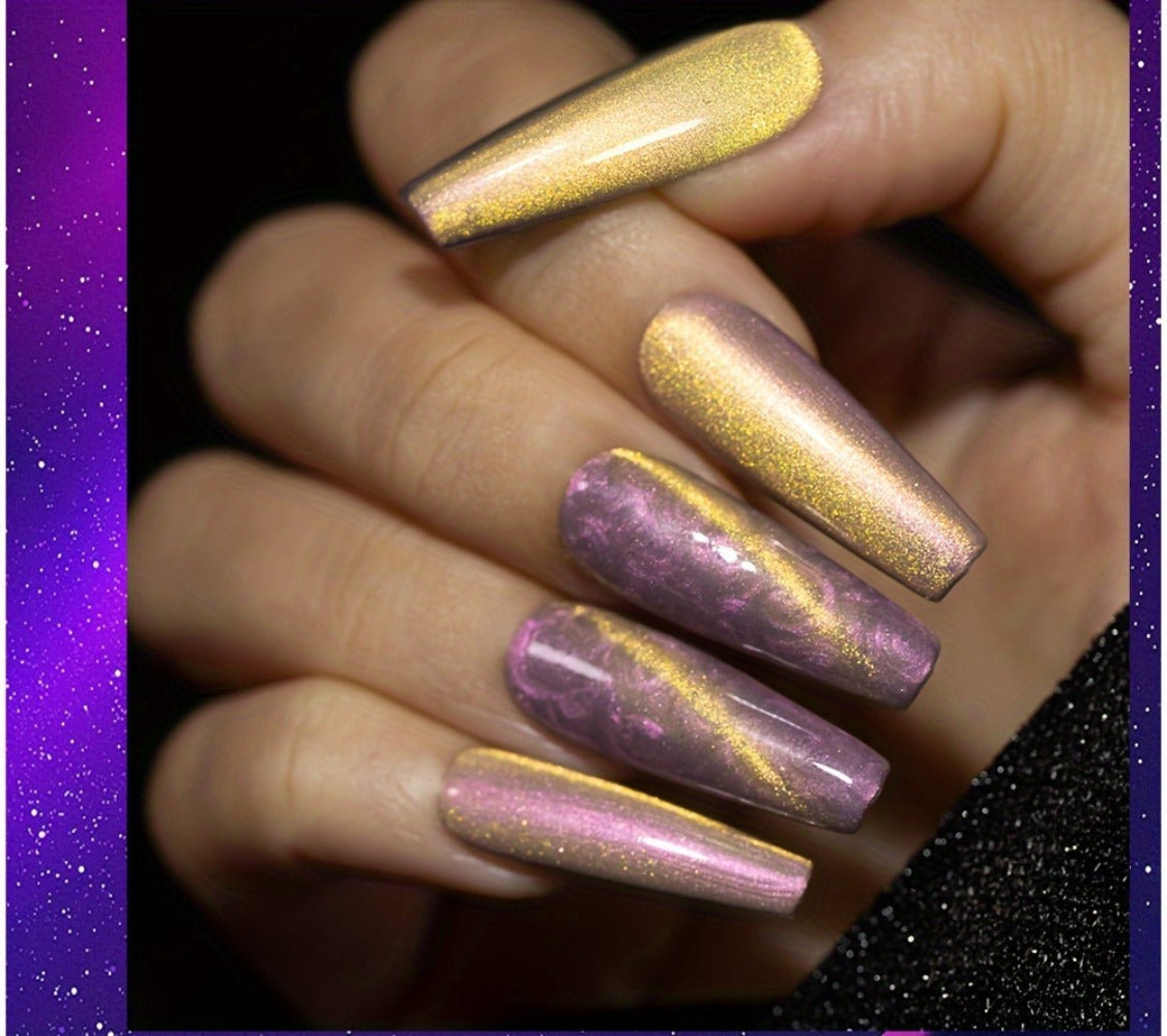 Cat Eye Gel Nail Polish Set 6Pcs 9D Aurora Magnetic Glitter Pearl Shell Effect – Soak-Off Semi-Permanent UV LED Gel Varnish Nail Art Kit for Home Salon Manicure Gift for Women