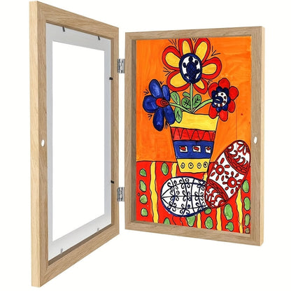 Kids Artwork Frames Front Opening Changeable 8.5x11 Inch Children Art Display Picture Frame for Drawing Crafts Photos Holds 130 Pieces Wood Black White