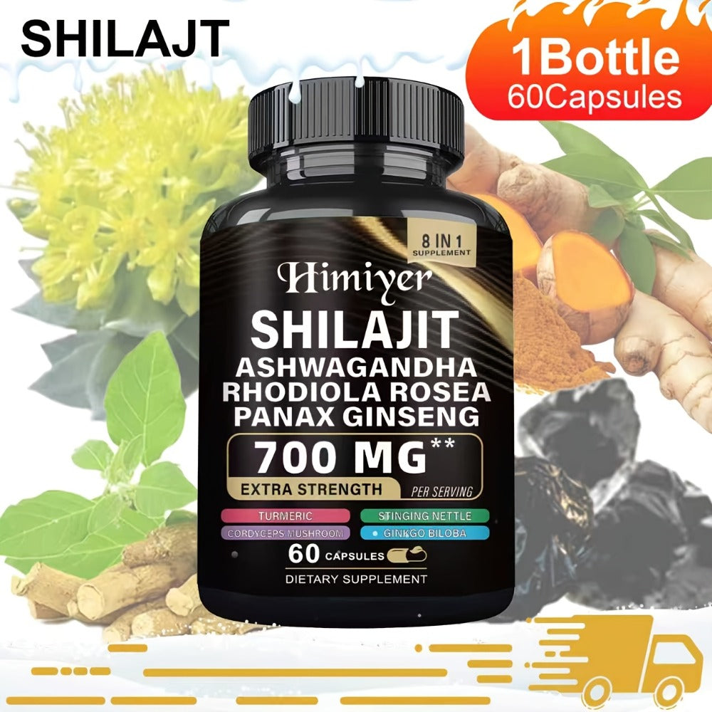 Sea Moss & Shilajit Capsules 12-in-1 Supplement - Bladderwrack Burdock Ashwagandha Black Seed Vitamin C D3 Rhodiola Ginseng Complete Wellness Formula for Energy Immunity Vitality