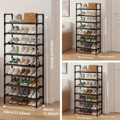 Black Multi-Tier Shoe Rack in 3 to 8-Tier Options, 23.62 Inch Wide for Entryways and Closets