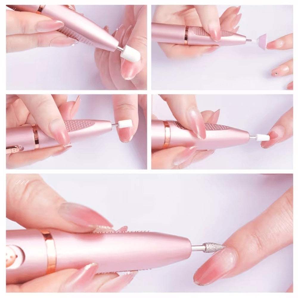 Portable 20000 RPM Electric Nail Drill Kit with 11 Interchangeable Bits, USB Charging and Two Color Options