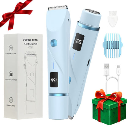 Electric Bikini Trimmer for Women 2-in-1 Dual Head with Digital Display — Wet & Dry Painless Hair Removal for Bikini Line, Legs & Underarms, Rechargeable Cordless Shaver
