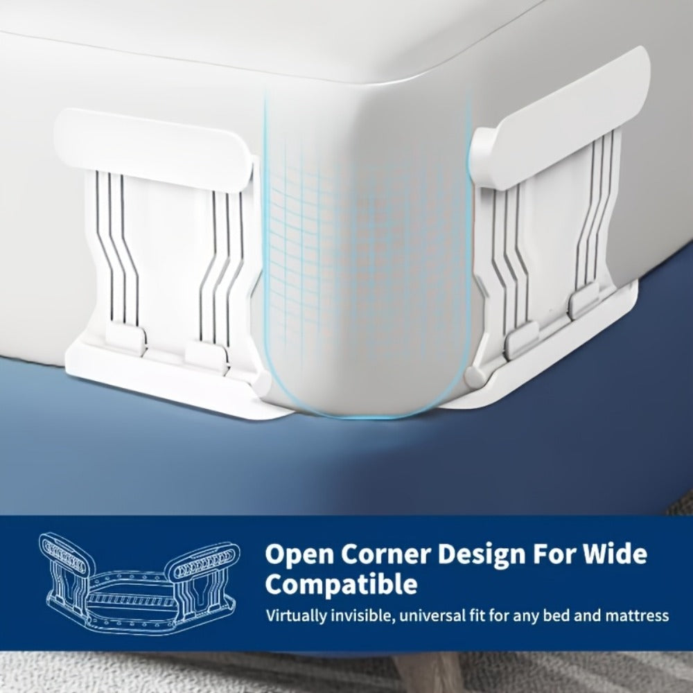 Bed Sheet Holder Clips in White or Gray with Foldable Corner Lock Design for Mattress Bedding