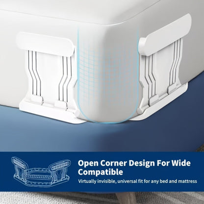Bed Sheet Holder Clips in White or Gray with Foldable Corner Lock Design for Mattress Bedding