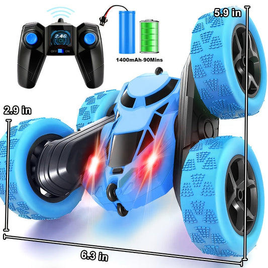 Remote Control Car, Double-Sided 360-Degree Flip Stunt Model with 2.4GHz Control, LED Lights and 1400mAh Battery