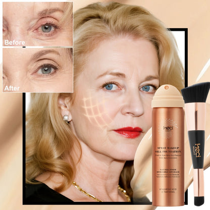 Two-Piece Spray Liquid Foundation and Brush Set with Matte Finish in Shades 110, 120 or 210