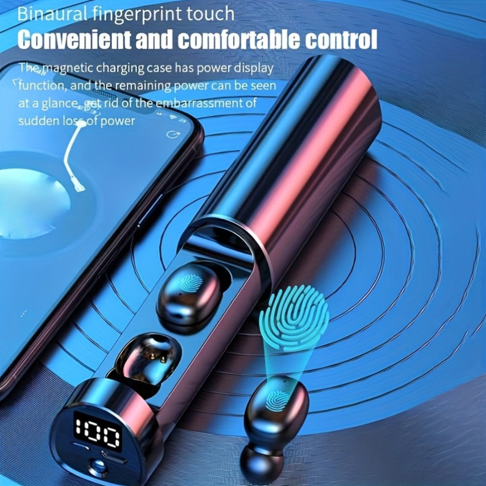 True Wireless Earbuds with Torchlight Charging Case, Touch Controls, Built-In Microphone and USB Charging
