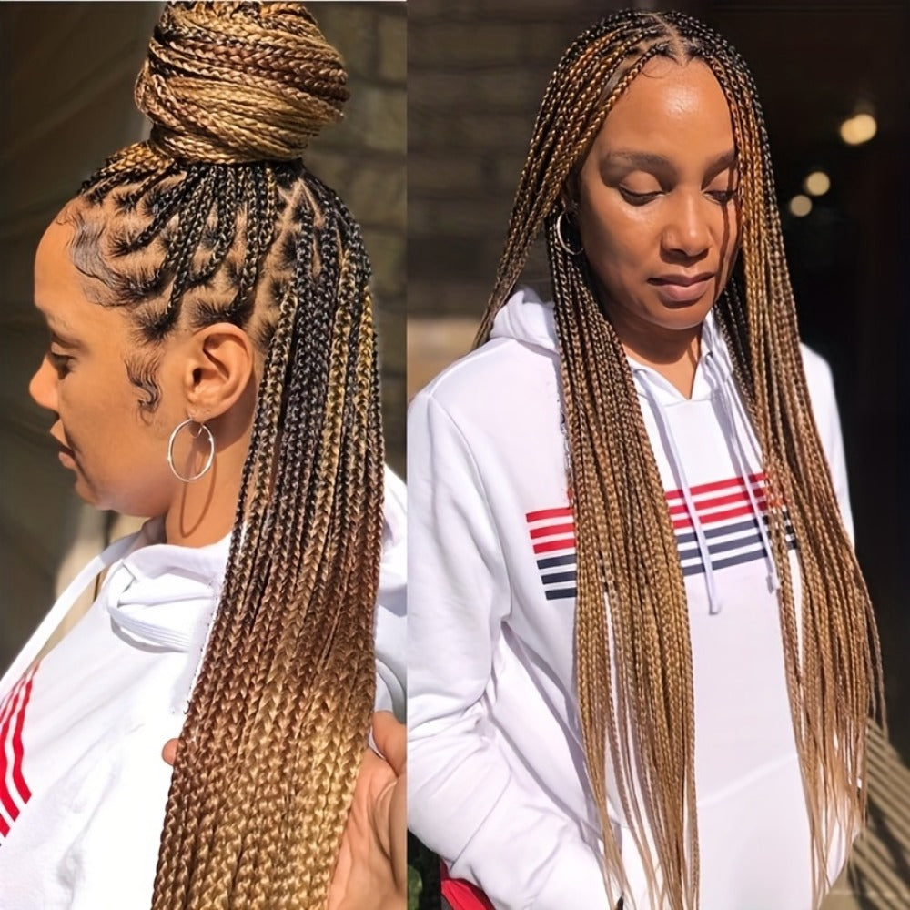 Long Box-Braid Wig with Full Lace Cap in 26- or 38-Inch Lengths and Four Lettered Color Options