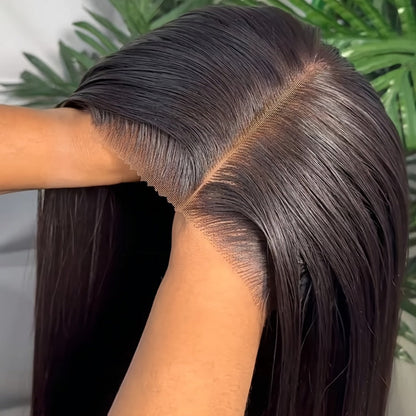 Straight Black Human Hair Wig with 5x5 HD Lace Closure and Nine Length Options from 16 to 34 Inches