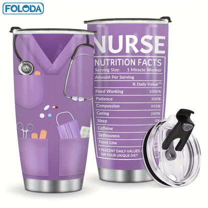 Insulated Tumbler 20oz Nurse Graphic Stainless Steel Vacuum Travel Mug in Four Color Options