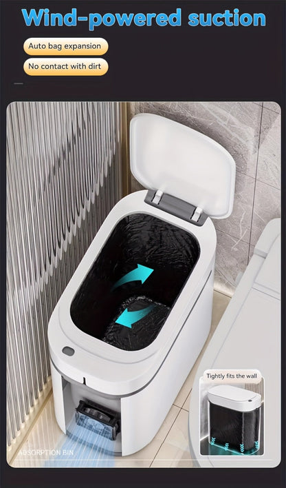Sensor Trash Can Self-Emptying 3.8 Gallon with Drawstring Bags - Hands Free Infrared Smart for Home Cooking, Dining and Outdoor Meals
