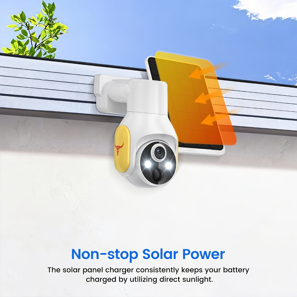 White 4G Solar Security Camera with 960P Label, PIR Motion Detection, Color Night Vision and Two-Way Audio