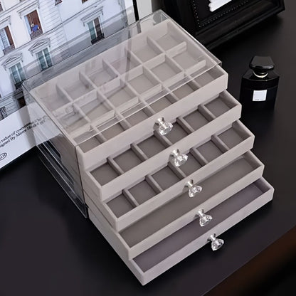 5-Tier Jewelry Box Organizer with Drawer Luxury Glam Storage