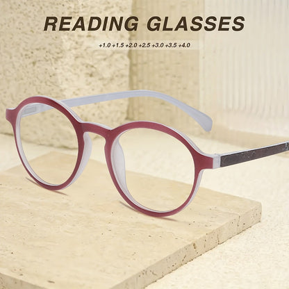 Reading Glasses – Six-Pair Round Full-Frame PC Reader Set in Assorted Colors and Seven Strengths