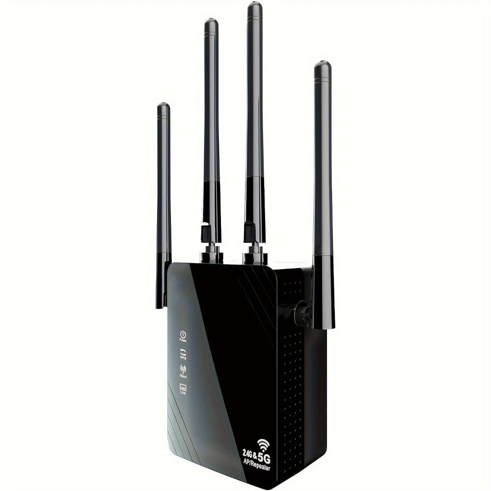 WiFi Range Extender 1200Mbps Dual-Band 2.4/5GHz with Four Antennas, Repeater/AP/Router/WISP Modes and Ethernet Port