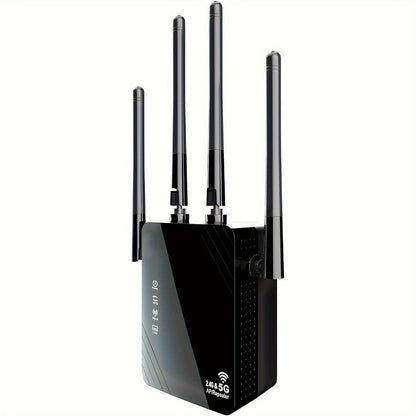 WiFi Range Extender 1200Mbps Dual-Band 2.4/5GHz with Four Antennas, Repeater/AP/Router/WISP Modes and Ethernet Port