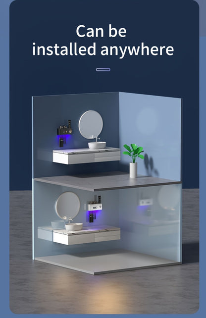 Five-Slot Wall-Mounted Toothbrush Holder with Two Cups, Toothpaste Dispenser and Digital Display