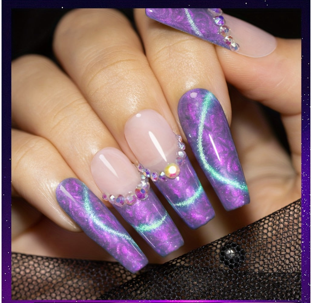 Cat Eye Gel Nail Polish Set 6Pcs 9D Aurora Magnetic Glitter Pearl Shell Effect – Soak-Off Semi-Permanent UV LED Gel Varnish Nail Art Kit for Home Salon Manicure Gift for Women