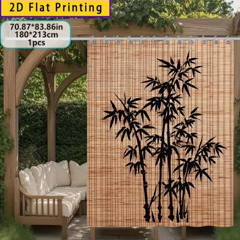 Chinese Bamboo Pattern Blackout Curtain Panels in Three Size and Panel-Count Checkout Options