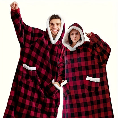 Wearable Blanket Hoodie – Oversized Flannel Sweatshirt Blanket with Pockets for Women & Men, 450-500gsm Thick Warm Winter Cozy