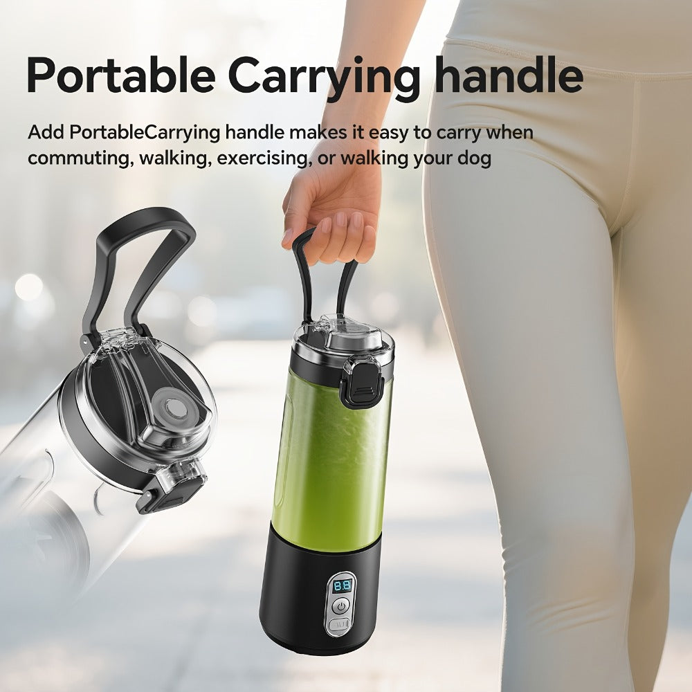 Portable Blender with Clear Cylindrical Cup, Digital Timer Display, Flip-Up Handle and Three Color Options