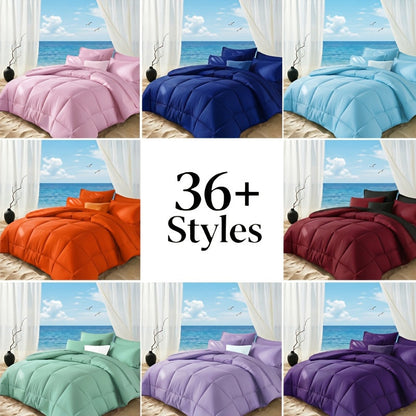 Comforter Set 2/3 Piece - Diamond Grid Quilted Down Alternative Comforter with Pillowcases, Soft Microfiber Breathable All Season Bedding Set, Twin Queen King, Multiple Colors