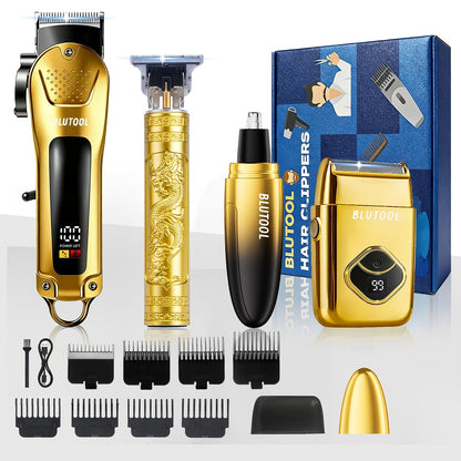Men's Grooming Kit Hair Clipper & Electric Shaver USB Rechargeable Cordless LED Display – Precision Beard Trimmer Face Shaver Set for Hair Trimming Styling, Grooming Gift for Dad Husband Boyfriend