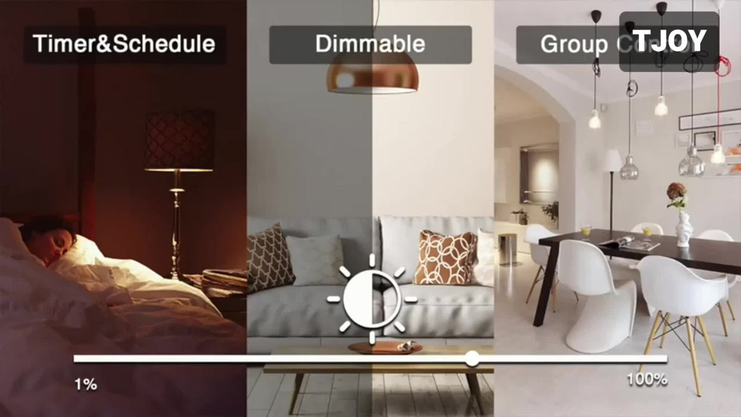 A19 E26 Wi-Fi and Bluetooth Smart Light Bulbs with RGB and White Modes in Two-, Four- or Six-Bulb Packs