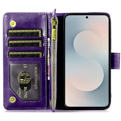 Phone Case Faux Leather Folio Wallet with Card Slots, ID Window and Zipper Pocket for Samsung Galaxy S25 FE