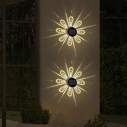 Solar Wall Lights Outdoor 2 Pack - Dusk to Dawn Auto On/Off, Decorative Projection Fence Porch Garden Lights, Weatherproof Solar Powered Yard Pathway Stair Decor, Halloween Christmas Holiday Lighting