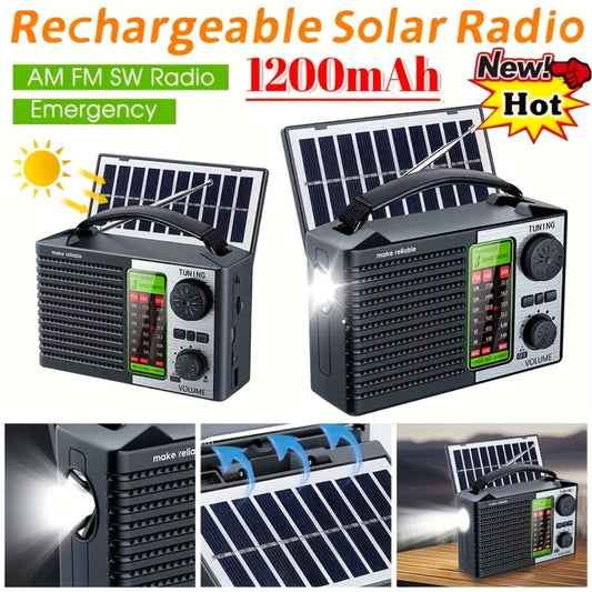 Portable Retro Radio Speaker with MP3 Player Rechargeable Battery Emergency Weather Radio for Outdoor Camping RV Smartphone Compatible Power Outage Survival
