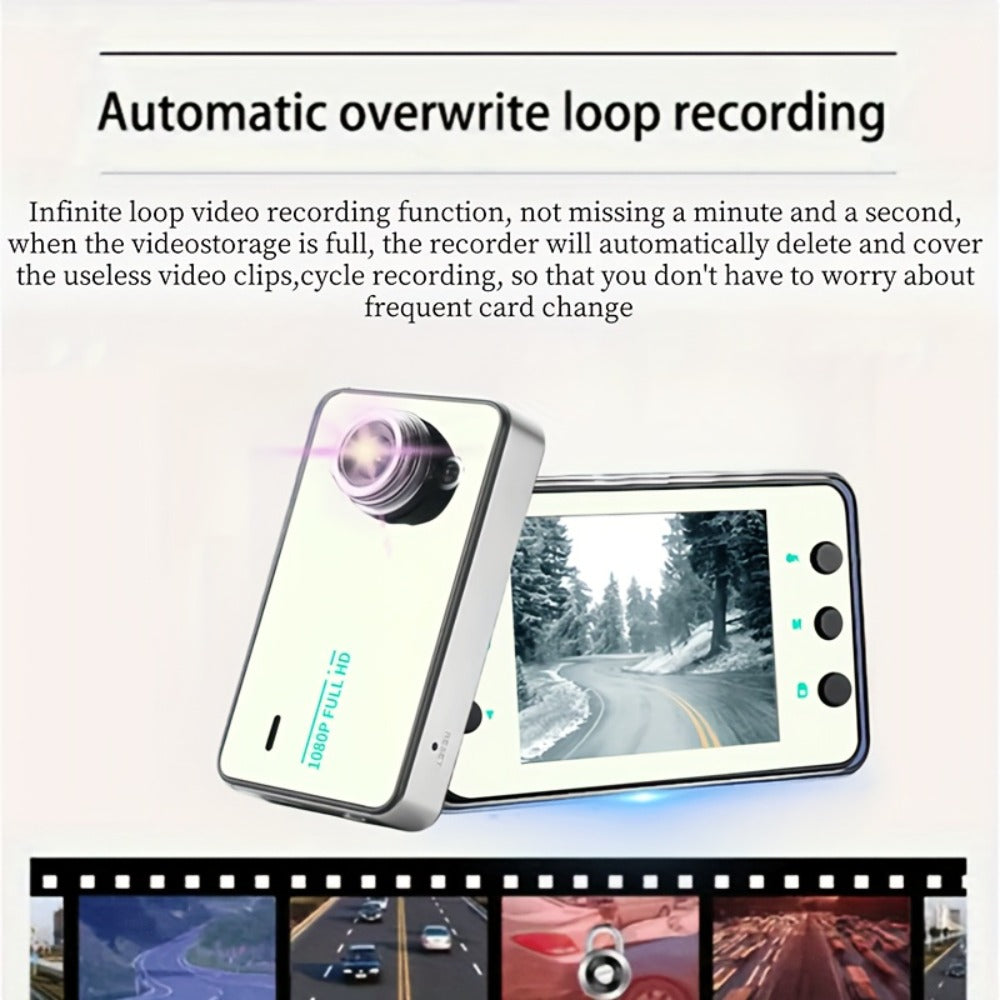 1080P Dash Cam with Night Vision & Loop Recording – 2.2" Car DVR Camera, Suction Cup Mount, Single Lens, No SD Card Required, Available in 4 Colors