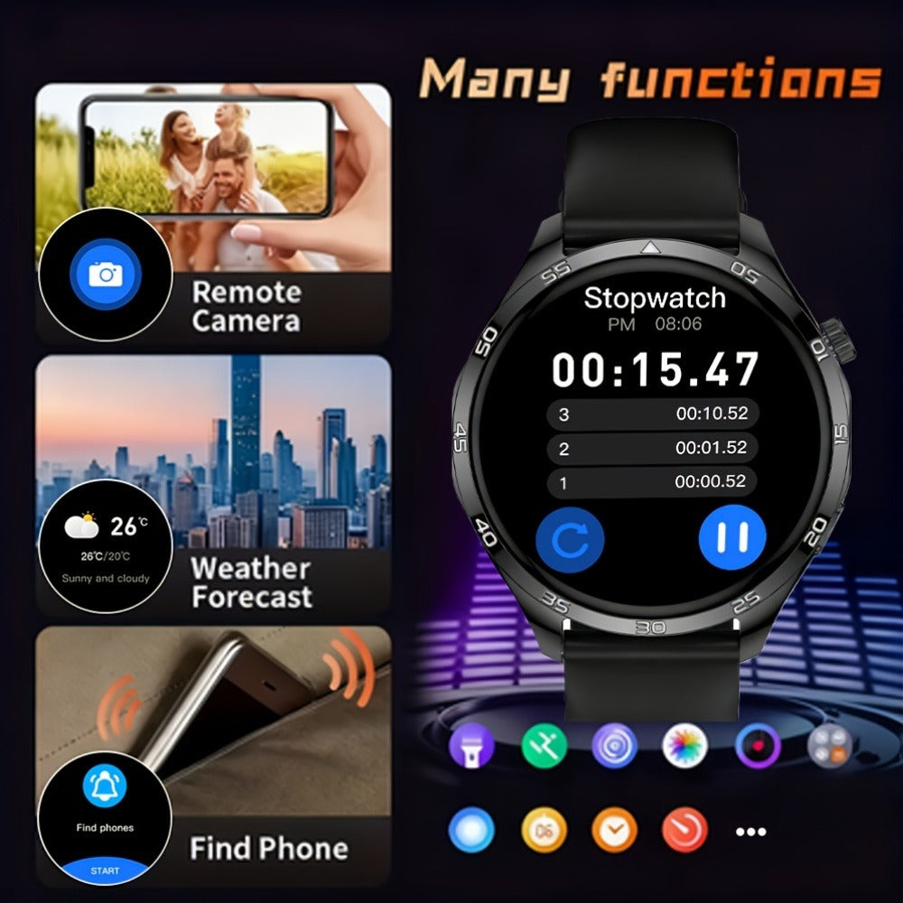 Smart Watch Round Display with Wireless Calling, LED Flashlight, Remote Camera Control and Two Colors