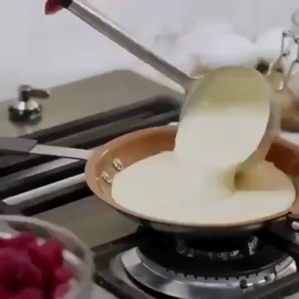 Double-Sided Omelette Pan Cookware with 7.09in Round Wells, Reversible Hinge and Golden Finish