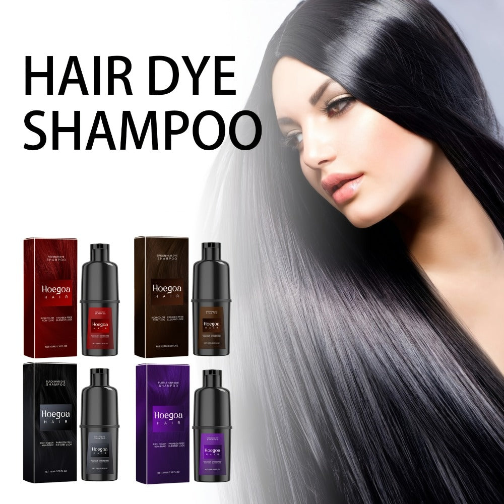 Hair Color Shampoo, Hoegoa Hair 3-in-1 100ml Color Foam with Purple, Black, Red or Brown Options
