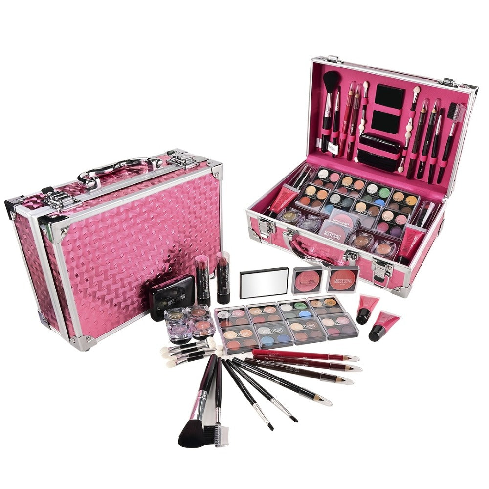 56 Piece Makeup Kit Full Face Set Eyeshadow Lipstick Blush Lip Gloss Eyebrow Pencil Glitter Brushes for Women Beginner Wedding Stage Holiday Gift