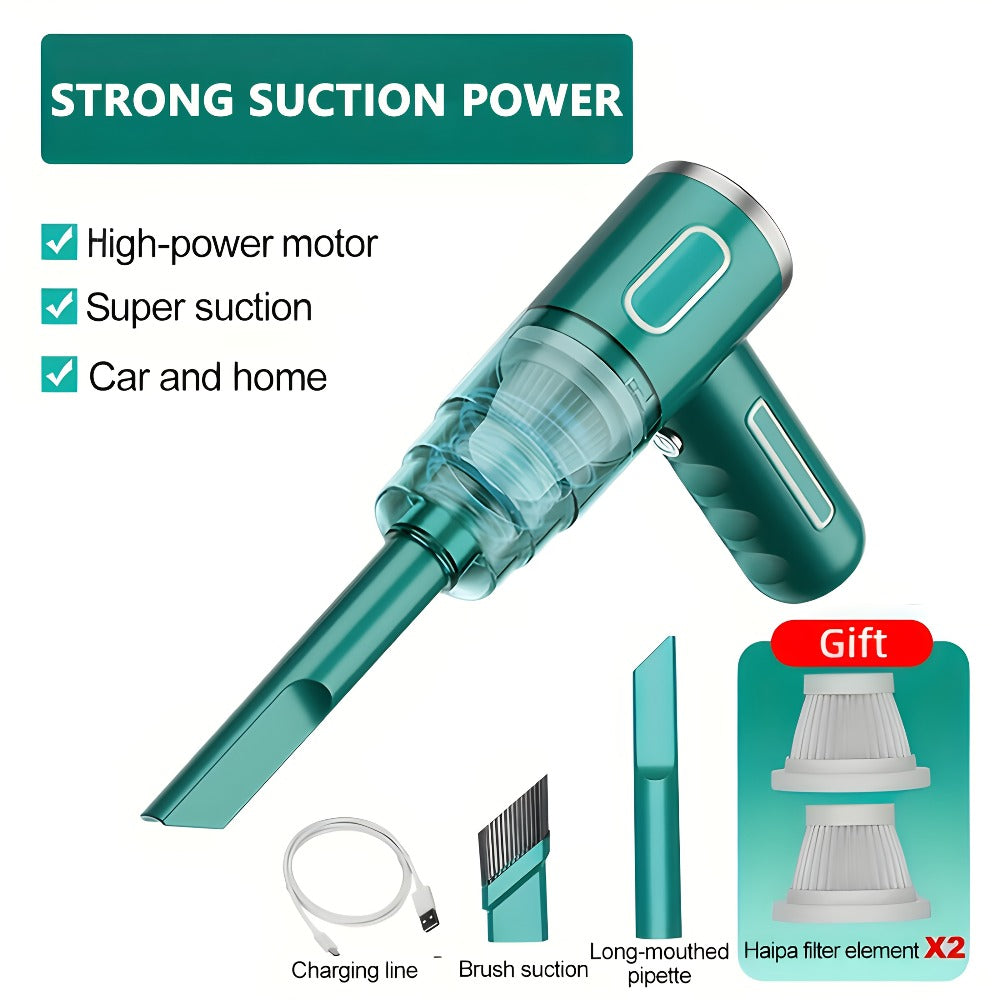 Handheld Vacuum Cleaner with 3KPa Suction, USB Charging, Long Reach Tube, Brush Head and Spare Filter
