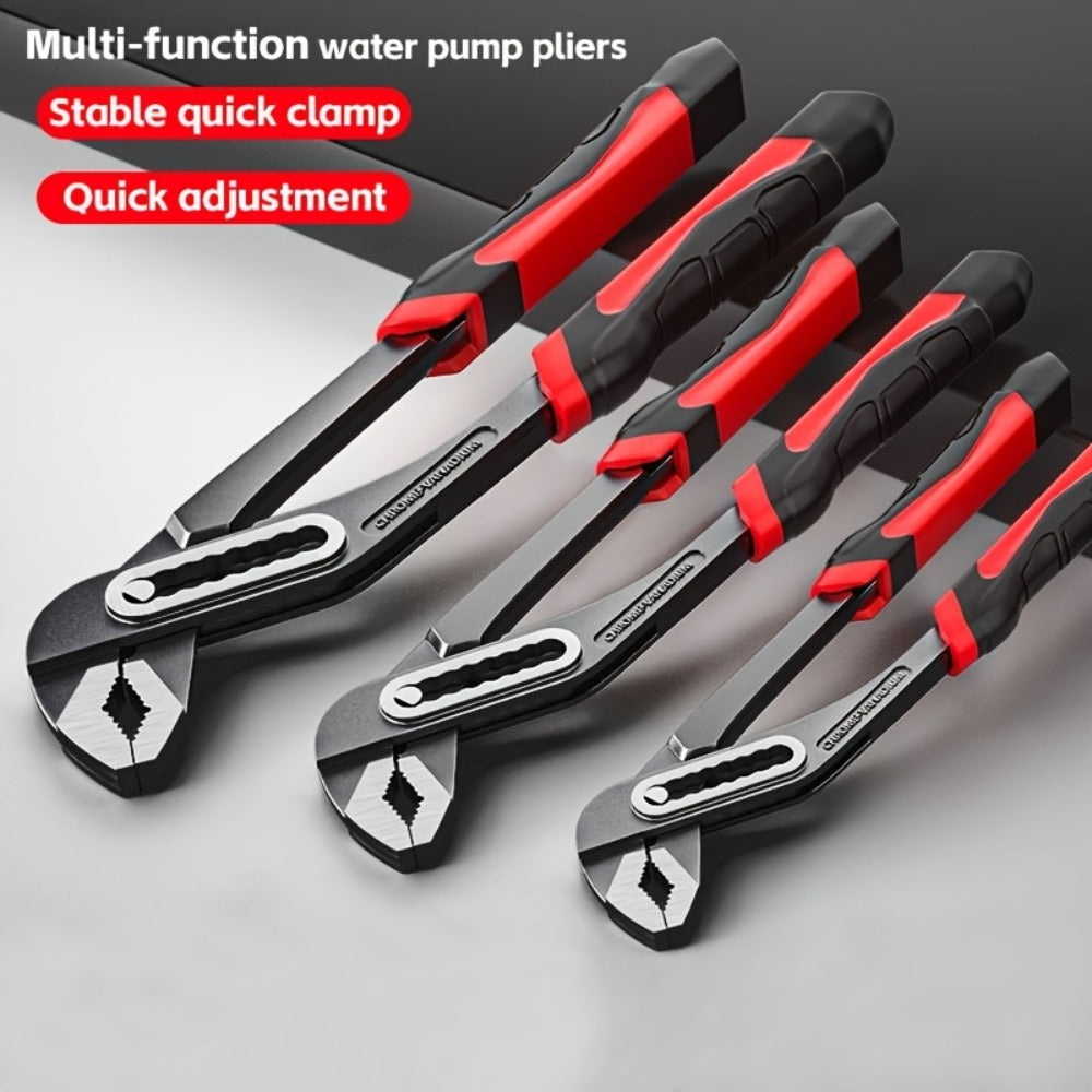 Water Pump Pliers Adjustable Heavy Duty Wrench 8" 10" 12" – Large Opening Quick Adjust, Multi-Grip Channel Lock Tool for Pipeline, Plumbing, Bathroom & Car Maintenance