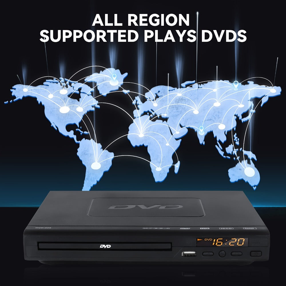 1080P Full Region DVD Player for Elderly, HD AV Output USB Direct Read Smart Error Correction, Easy Home DVD Player with Remote Control, Supports DVD CD VCD SVCD & USB Flash Drive