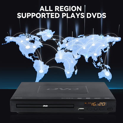 1080P Full Region DVD Player for Elderly, HD AV Output USB Direct Read Smart Error Correction, Easy Home DVD Player with Remote Control, Supports DVD CD VCD SVCD & USB Flash Drive