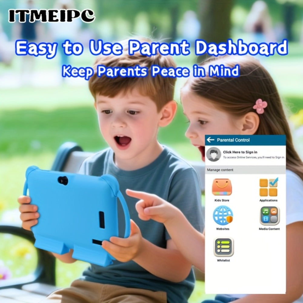 Android Tablet 7-Inch Kids Model with Android 14, WiFi 6, Parental Controls and Protective Case