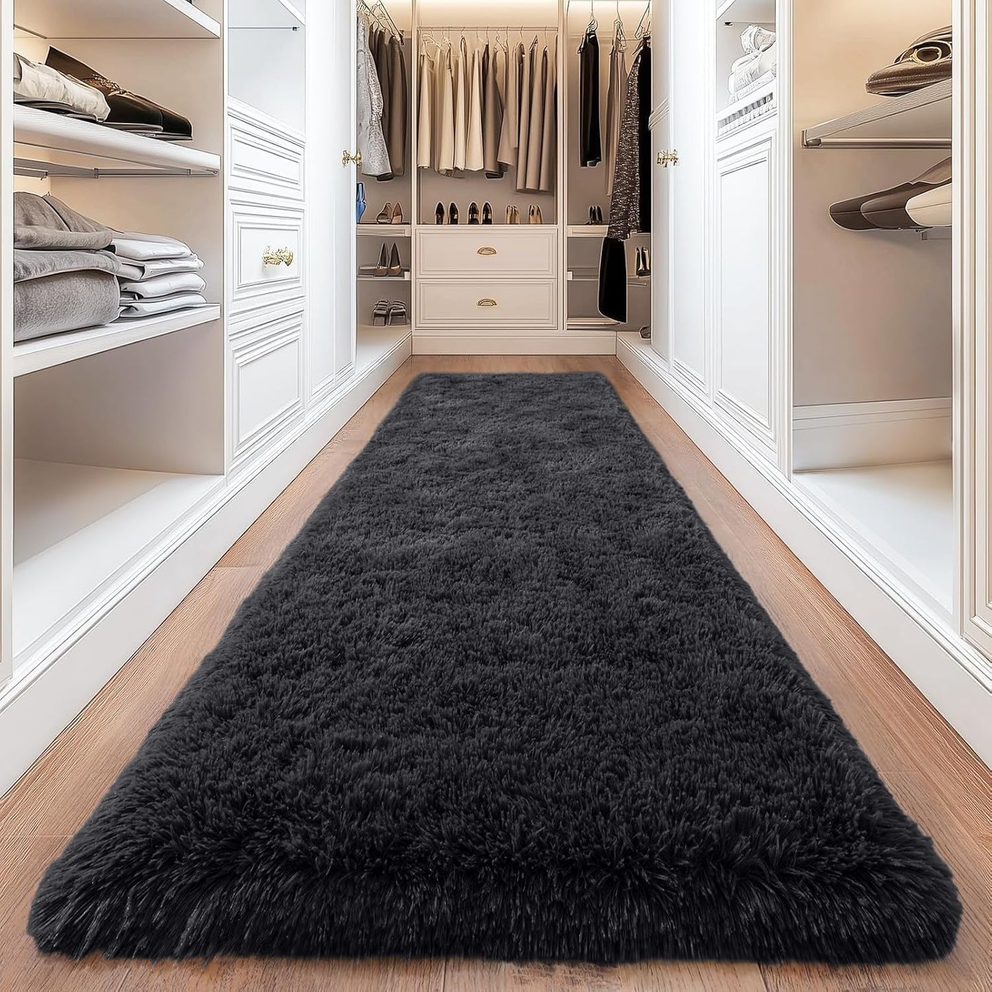 Area Rug, 4x6 Foot Shaggy Faux-Fur Indoor Carpet in Five Solid Colors with Machine-Wash Care