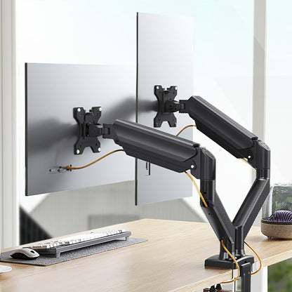 Dual Monitor Stand for 32 Inch Screens, Full Motion Dual Monitor Arm with 180° Swivel Tilt 360° Rotation